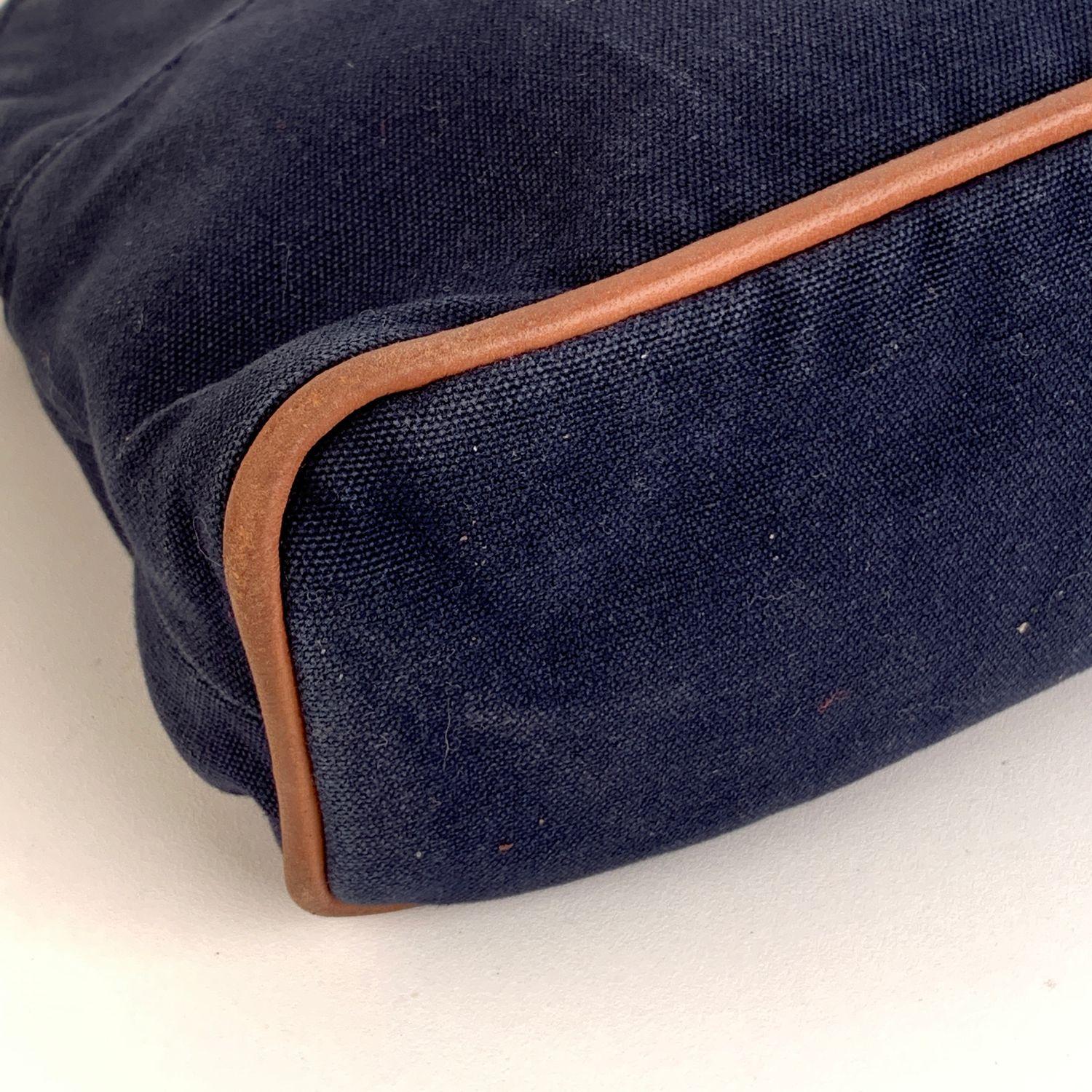 Hermes Paris Blue Cotton Canvas Bolide Travel Case Cosmetic Bag In Good Condition In Rome, Rome