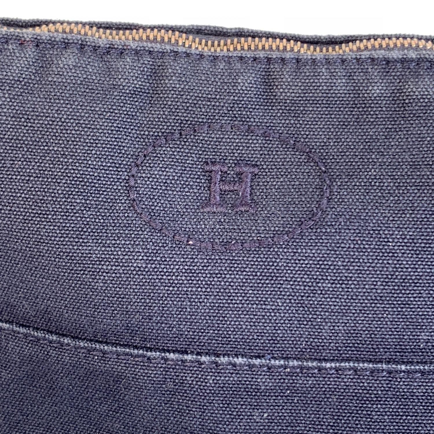 Hermes Paris Blue Cotton Canvas Bolide Travel Case Cosmetic Bag 1
