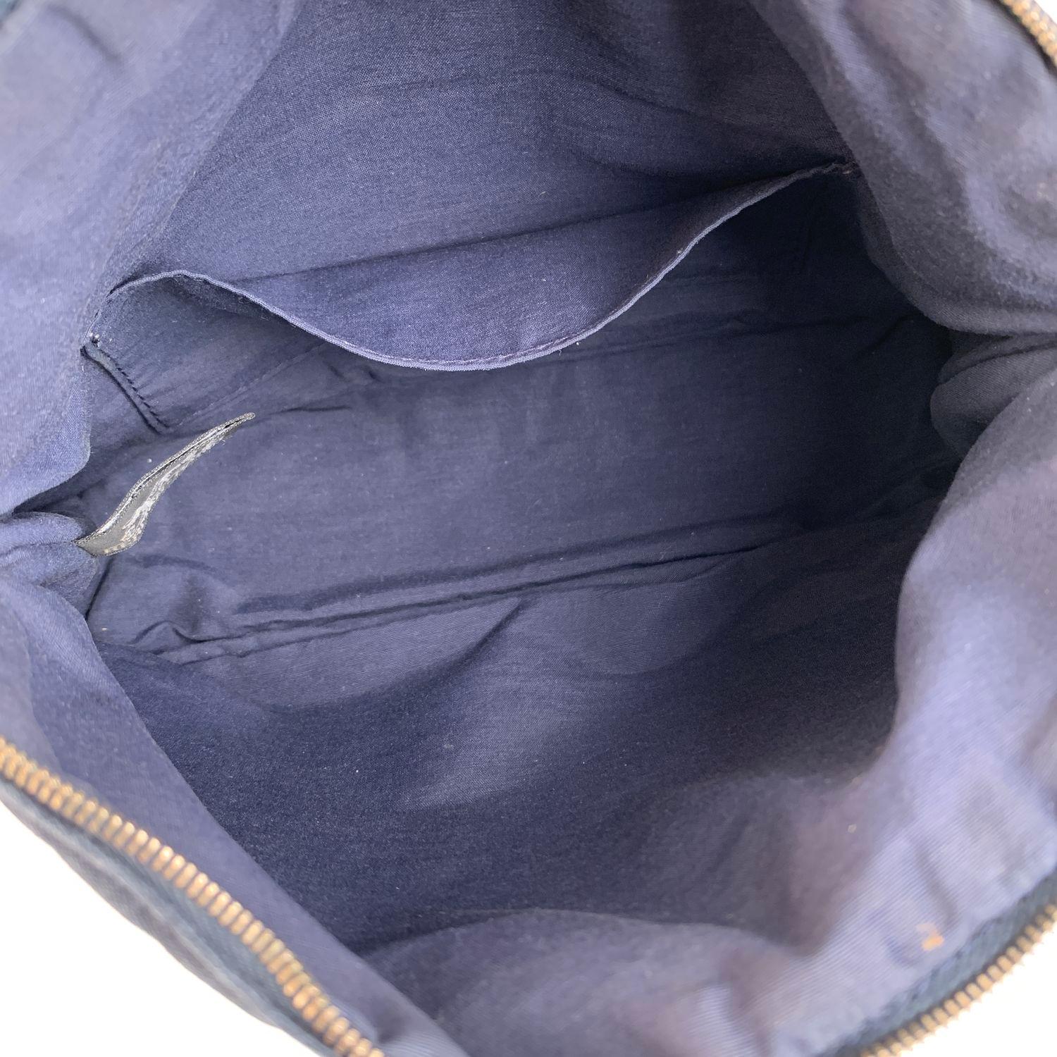Hermes Paris Blue Cotton Canvas Bolide Travel Case Cosmetic Bag 2