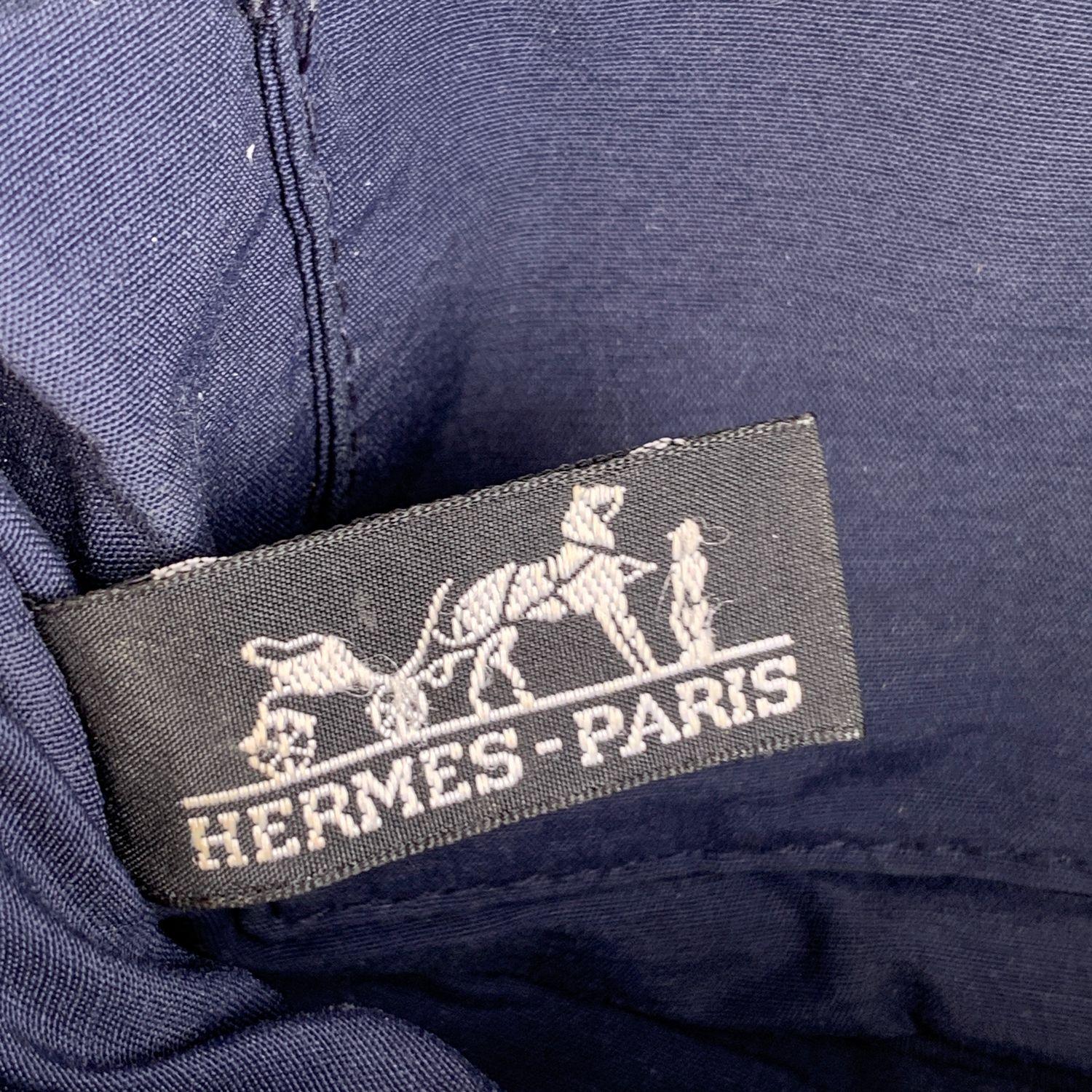 Hermes Paris Blue Cotton Canvas Bolide Travel Case Cosmetic Bag 3
