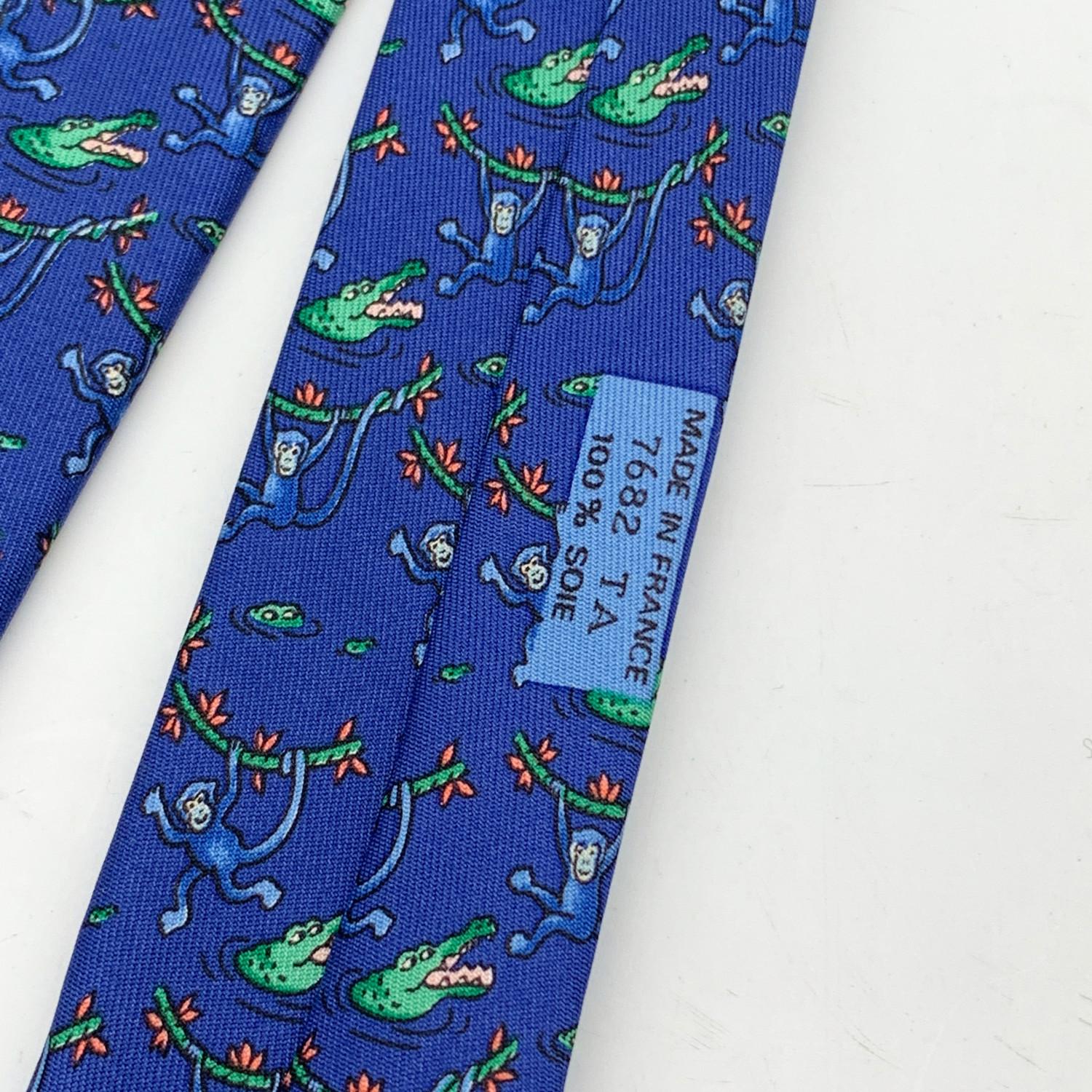 hermes silk monkey and crocodile tie