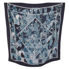 Hermes Paris Blue Silk Scarf "Ali Baba" by Pierre Peron