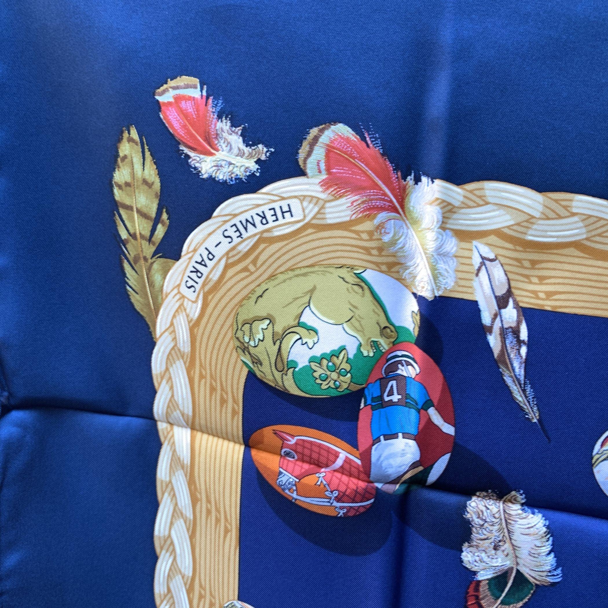 Hermes Paris Blue Silk Scarf Couvee d’Hermes 1994 Caty Latham 3