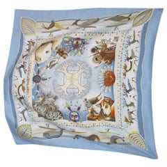 Hermes Paris Blue Silk Scarf " La Vie du Grand Nord "by Aline Honore