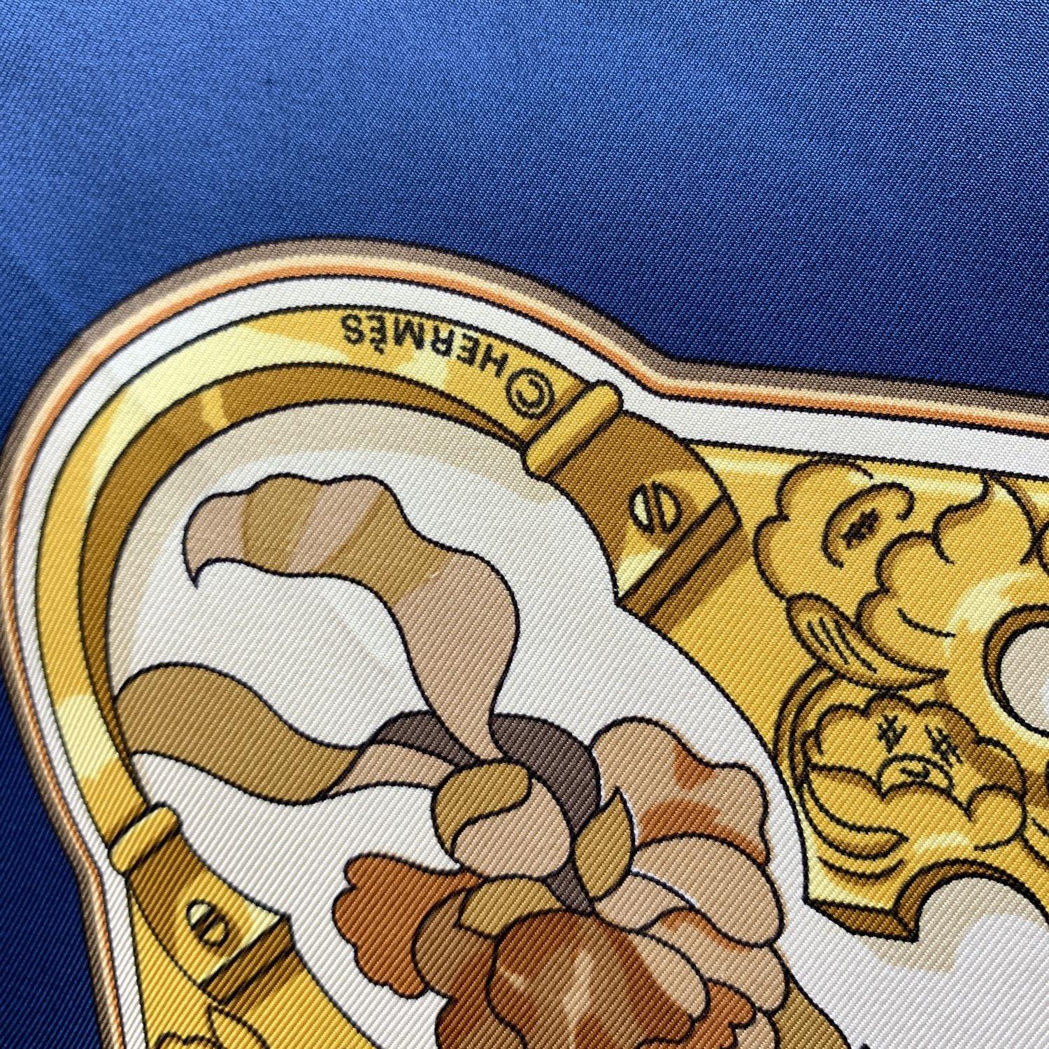 Women's Hermes Paris Blue Vintage Silk Scarf 1998 Copeaux Caty Latham