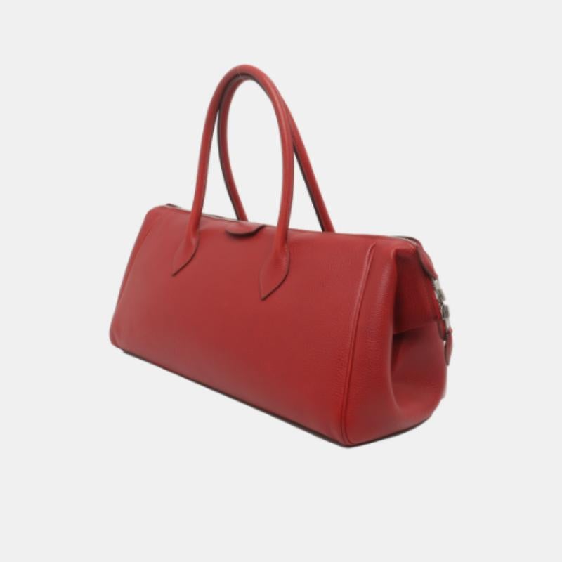 Brown Hermes Paris Bombay 40 Red Clemence Calfskin Leather 2007