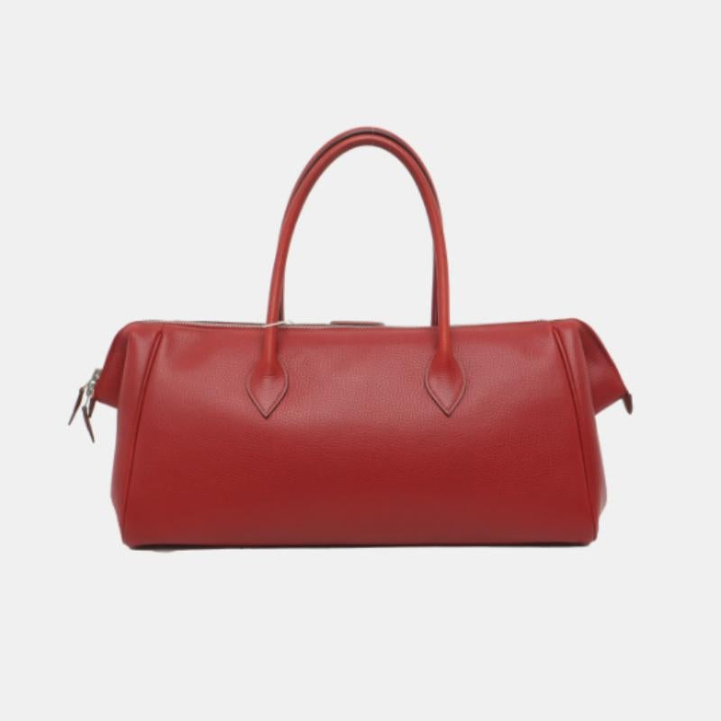 Hermes Paris Bombay 40 Red Clemence Calfskin Leather 2007 In Good Condition In AUBERVILLIERS, FR