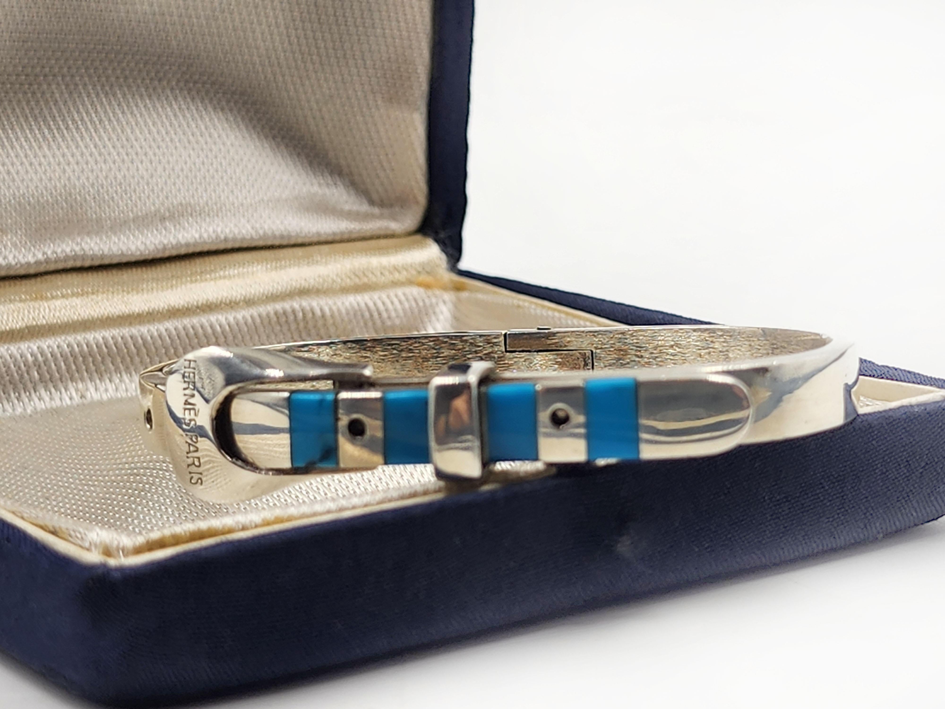 Hand-Crafted Hermes Paris bracelet in 925 silver 
