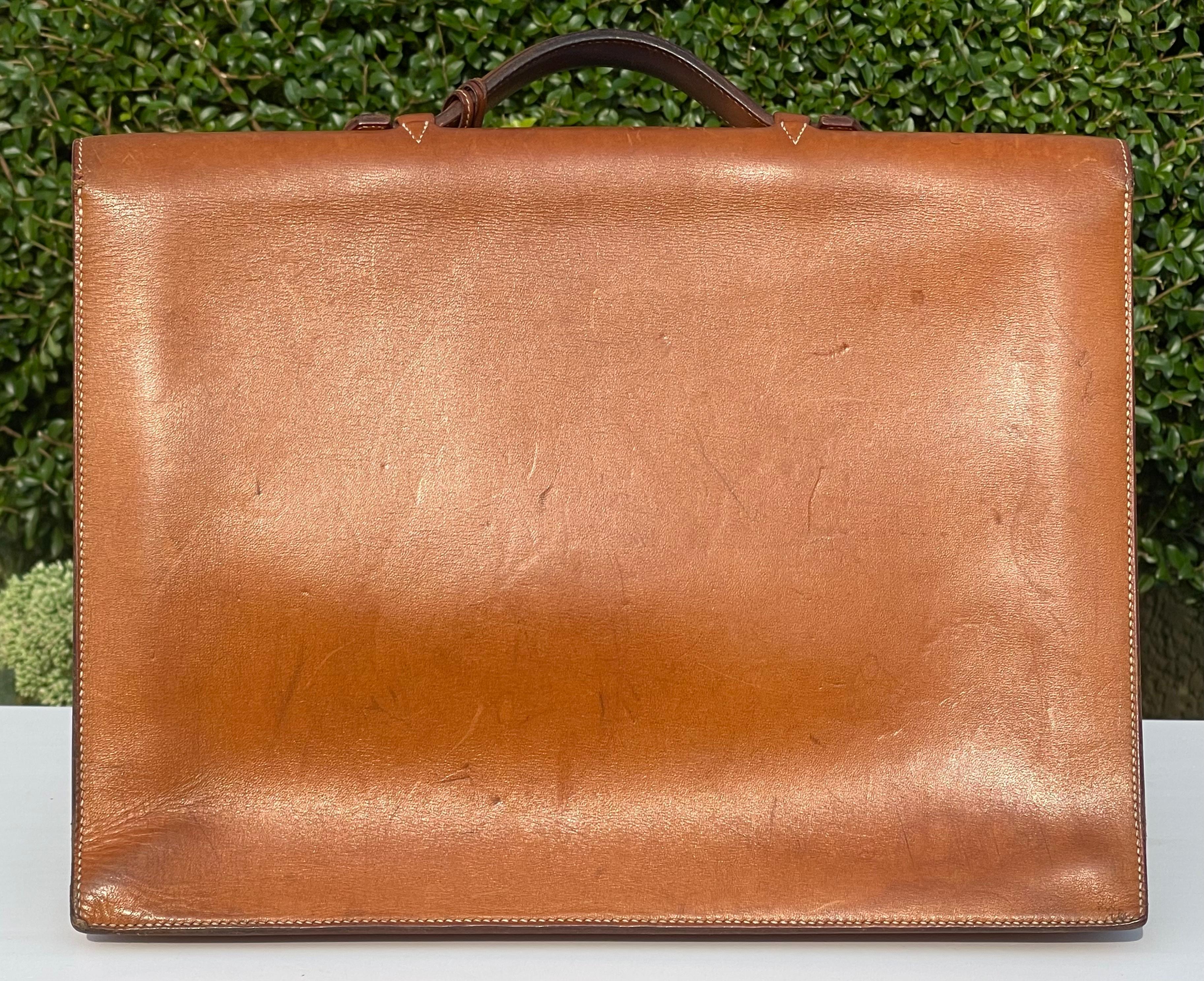 French Hermès Paris, Briefcase for Men in Leather, 20th Century