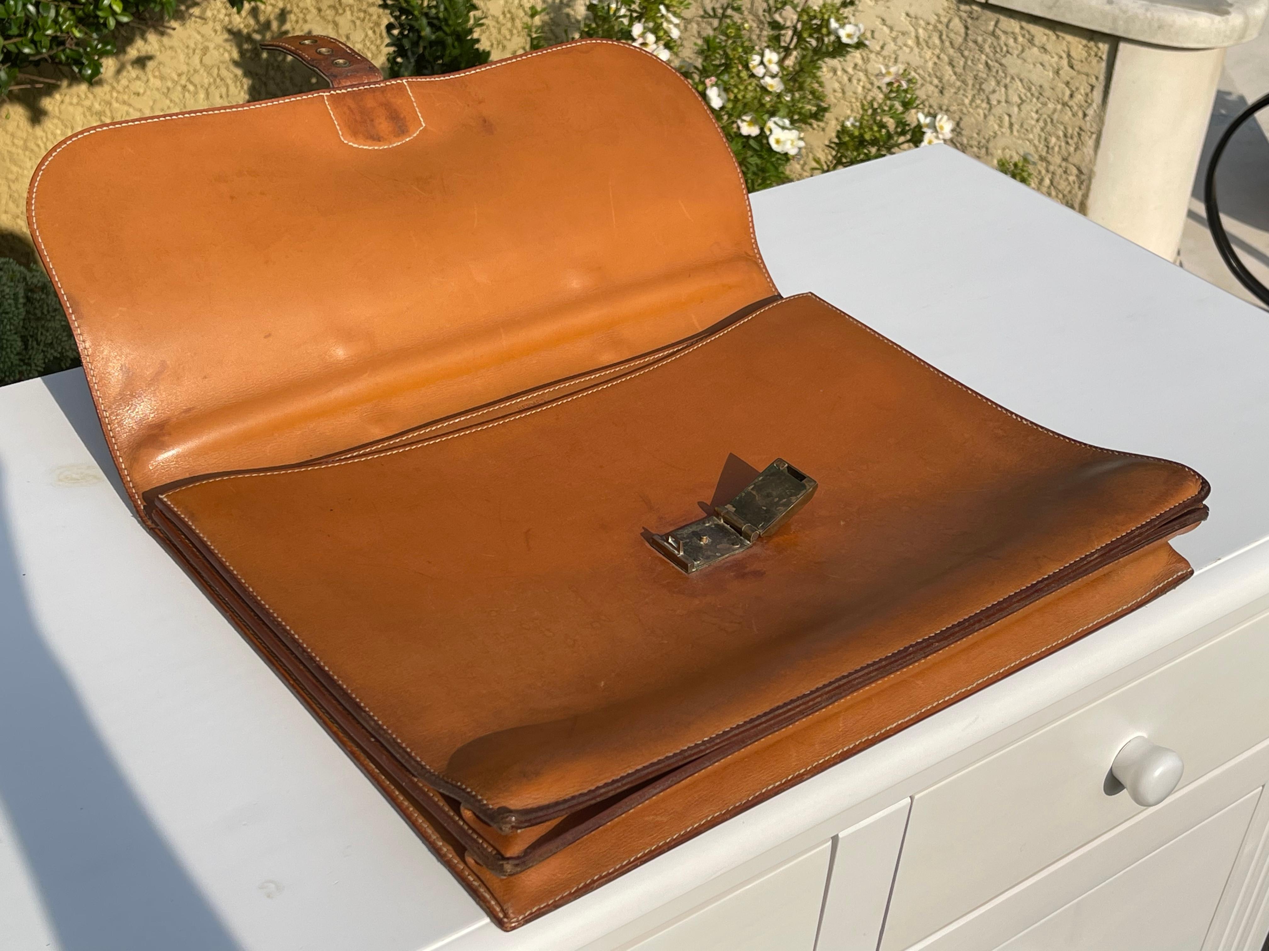 Metal Hermès Paris, Briefcase for Men in Leather, 20th Century