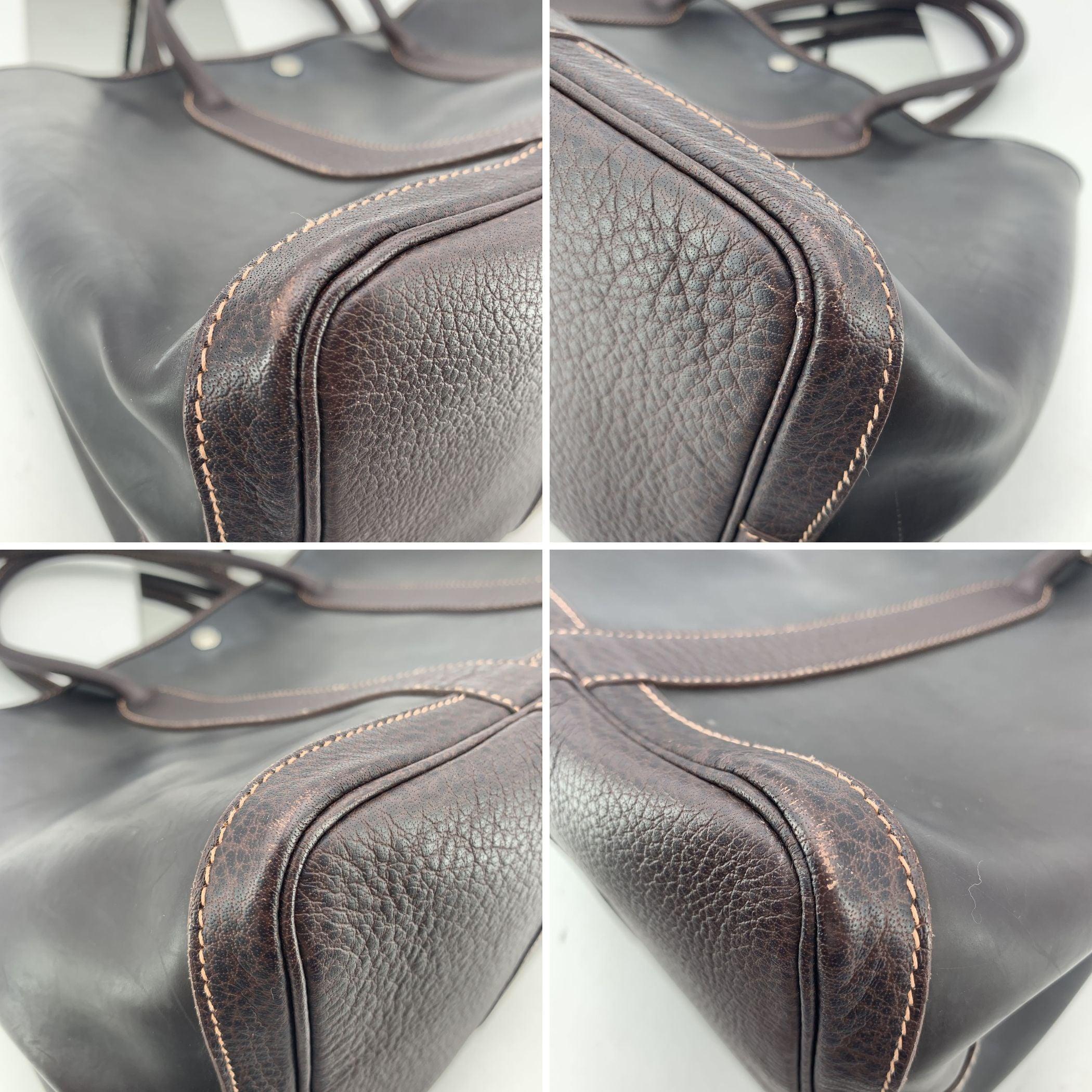 Hermes Paris Brown Amazonia Rubber Leather Garden Party MM Bag In Good Condition In Rome, Rome