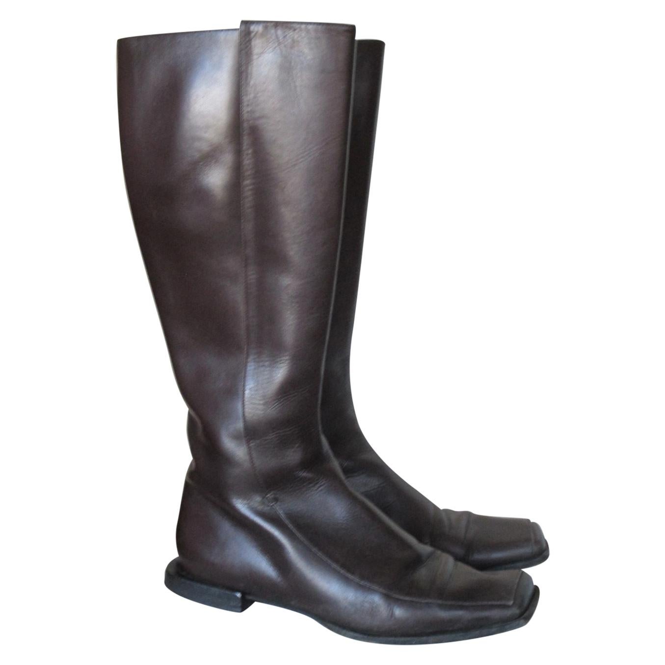 HERMES Paris Brown Leather Boots 
