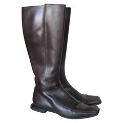 Vintage HERMES Paris Brown Leather Boots 