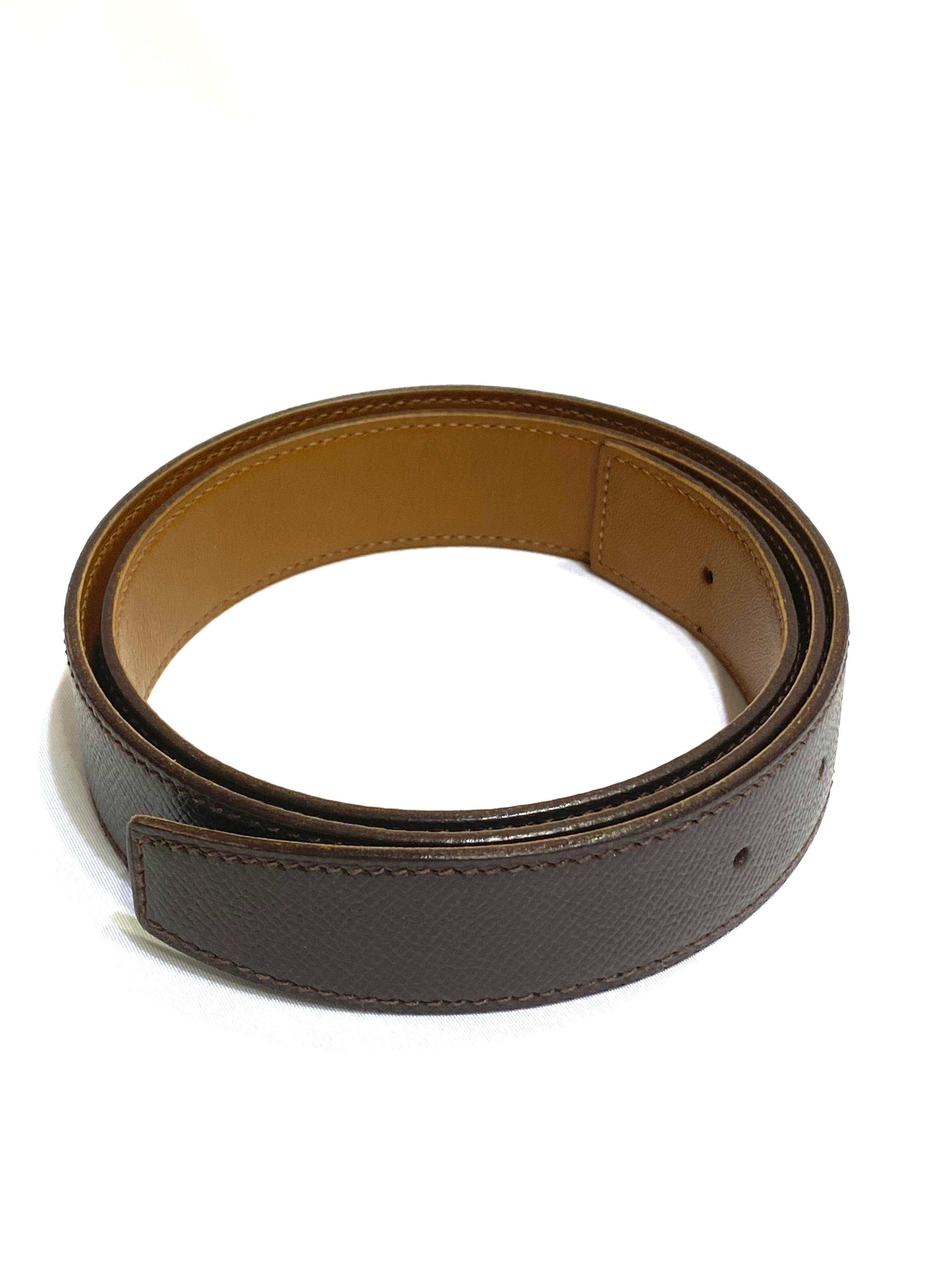 Hermes Paris Brown Leather Strap Belt  In Excellent Condition In Beverly Hills, CA