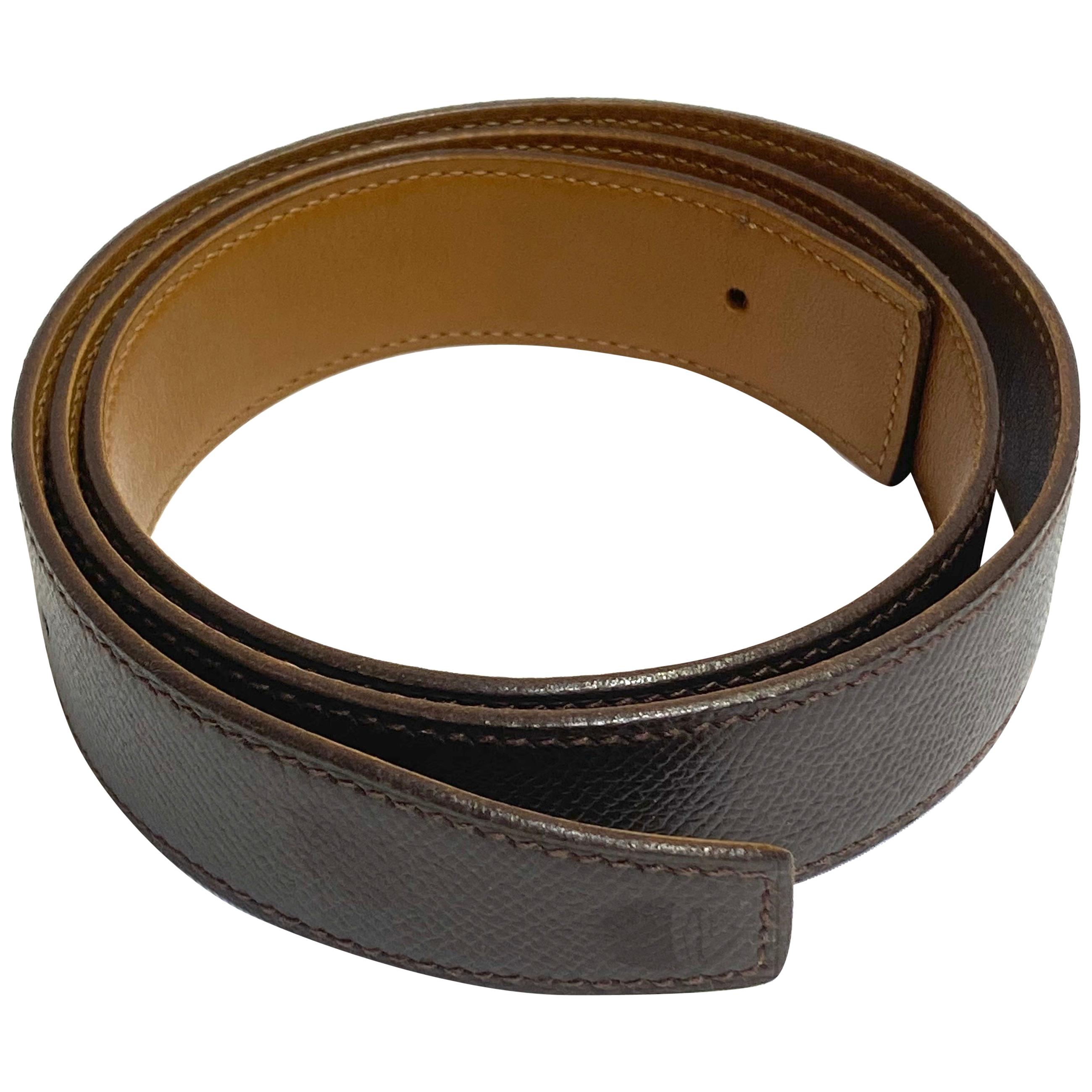 Hermes Paris Brown Leather Strap Belt 