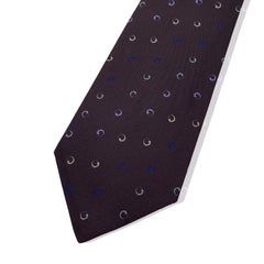 Hermes Paris Brown Silk Geometric Round Pattern Neck Tie