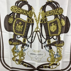 Hermes Paris Brown Vintage Silk Scarf 1957 Brides de Gala Hugo Grygkar