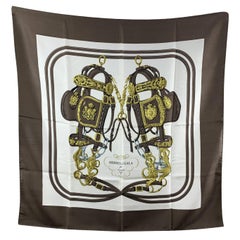 Hermes Paris Brown Vintage Silk Scarf 1957 Brides de Gala Hugo Grygkar