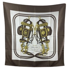 Hermes Paris Brown Vintage Seidenschal 1957 Brides de Gala Hugo Grygkar
