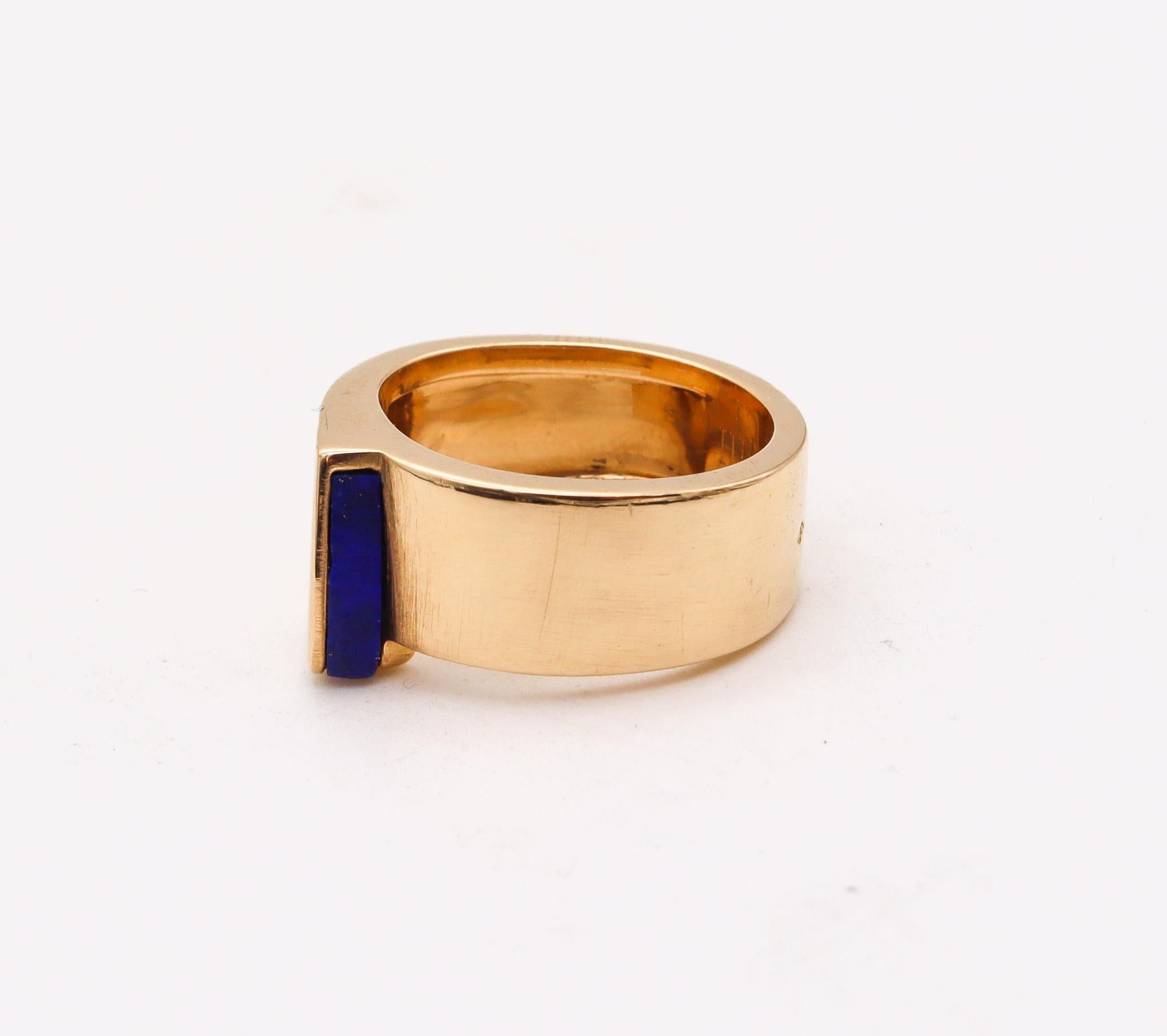Hermes Paris Candy H Ring in 18 Karat Yellow Gold with Lapis Lazuli In Excellent Condition In Miami, FL