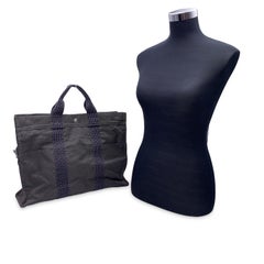 Hermes Paris Canvas Her Line Herline MM Tote Bag Handbag