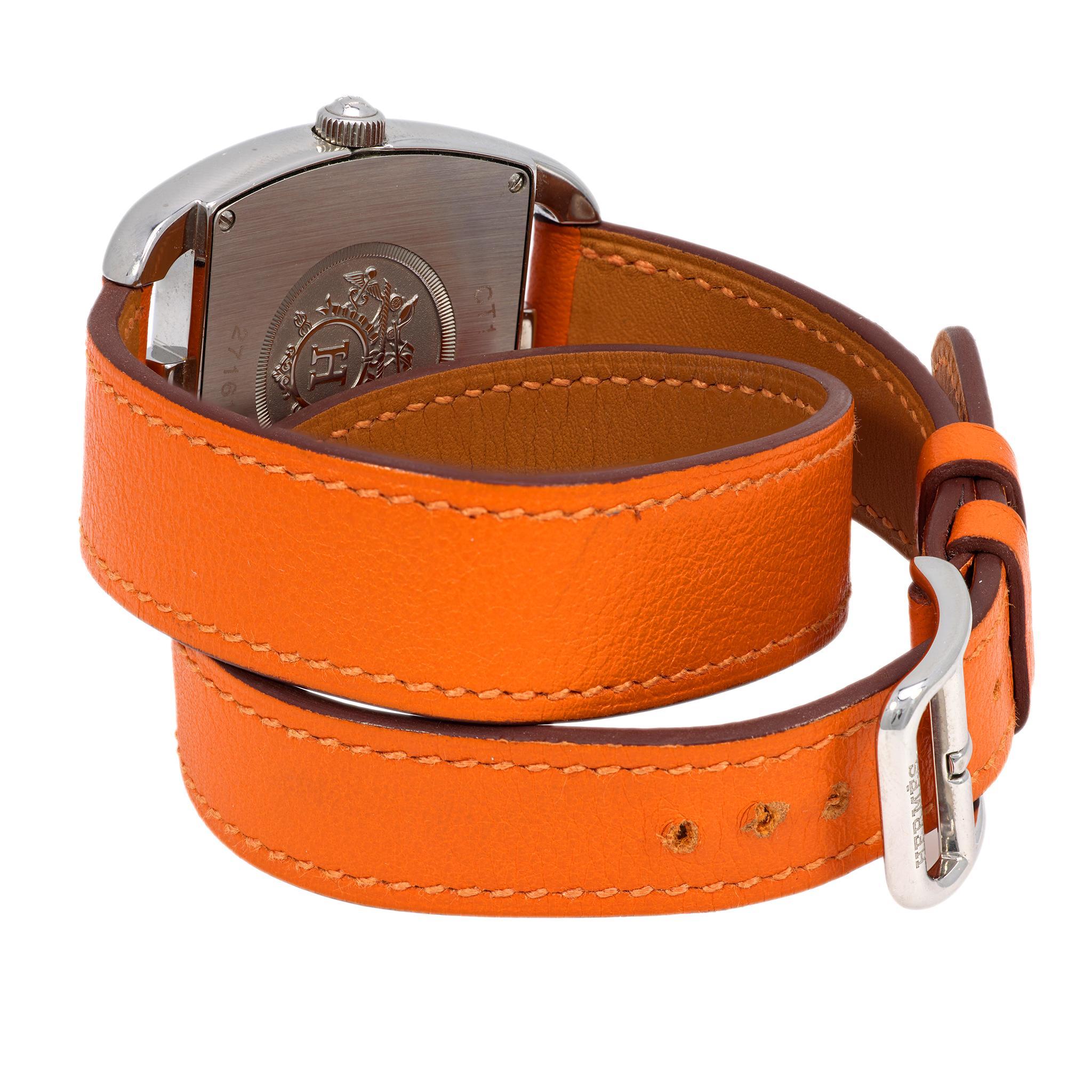 Women's Hermes Paris Cape Code Tonneau watch with leather strap For Sale