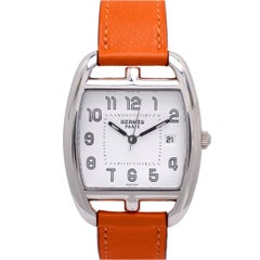 Hermes Paris Cape Code Tonneau watch with leather strap