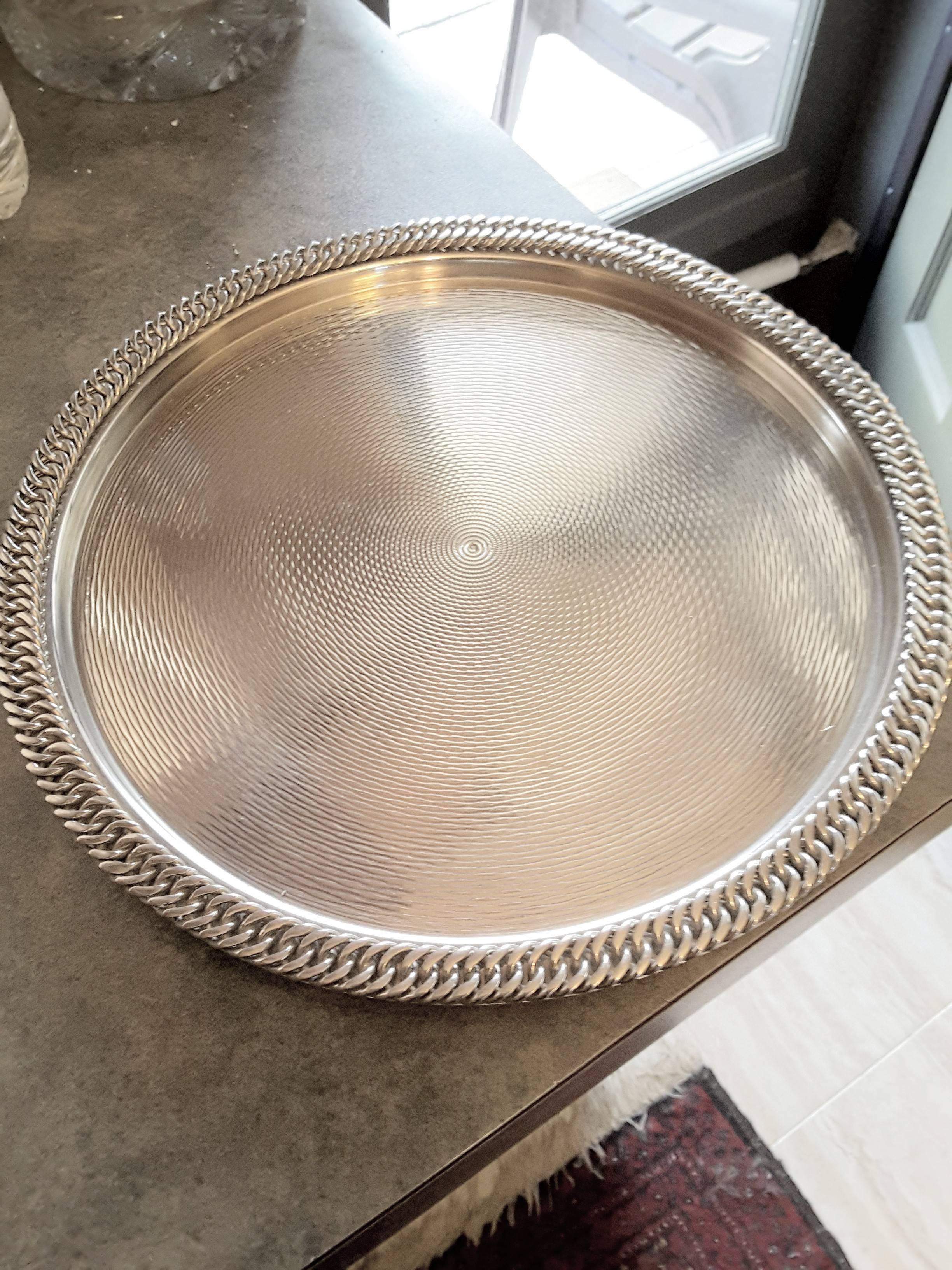 Mid-20th Century Hermès Paris Chain Link Silver Plated Tray