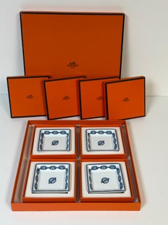 Hermès Paris Chaîne d'Ancre Porcelain Nut or Sweetmeat Dishes, Set of Four