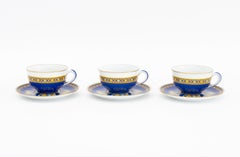 Service à thé en porcelaine « Cocarde de Soie » d'Hermès Paris pour 3 personnes