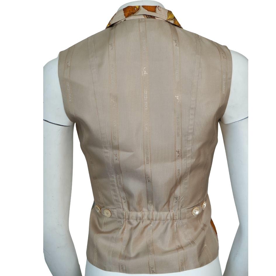 Chaleco Hermes Paris Collard Zip Hojas de Otoño Gris en venta