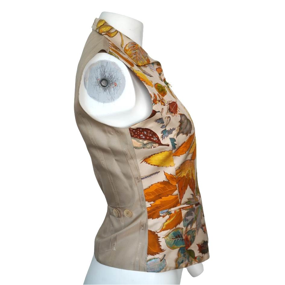 De las mujeres Chaleco Hermes Paris Collard Zip Hojas de Otoño en venta