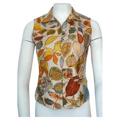 Gilet Hermes Paris Collard & Collard con zip Foglie d'Autunno