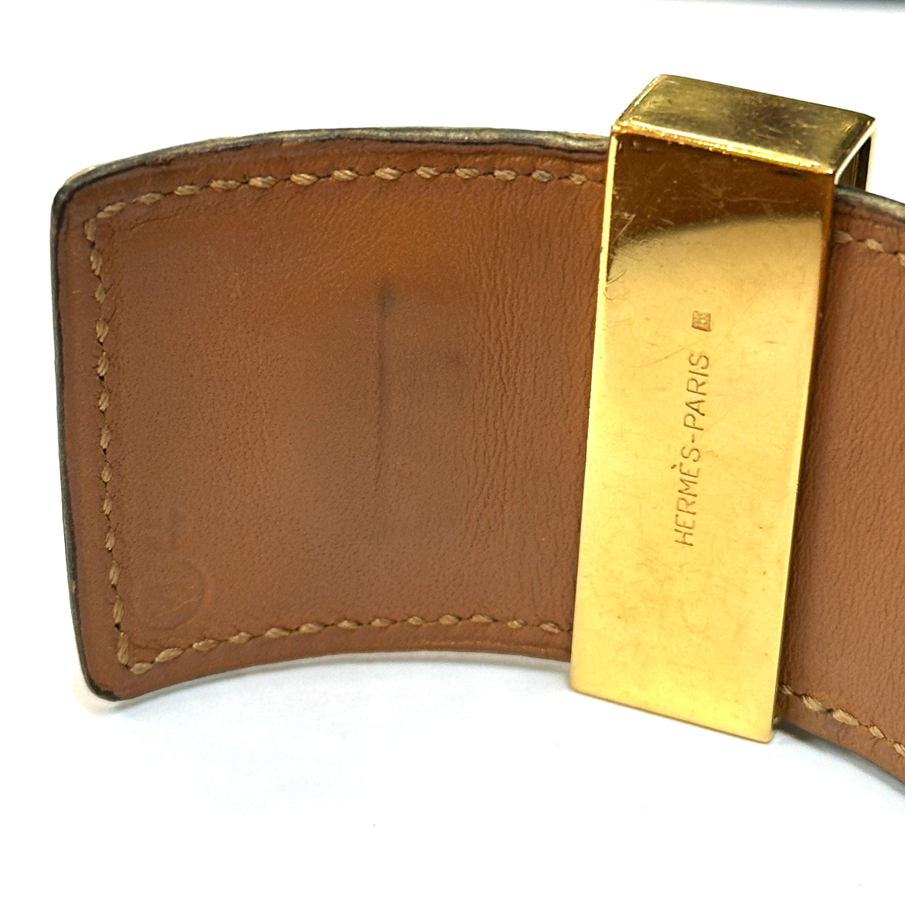 Hermes Paris Collier de Chien CDC Bracciale in pelle esotica di lucertola blu e oro in vendita 5