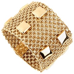 Hermes Paris Collier De Chien Mesh Gold Bracelet