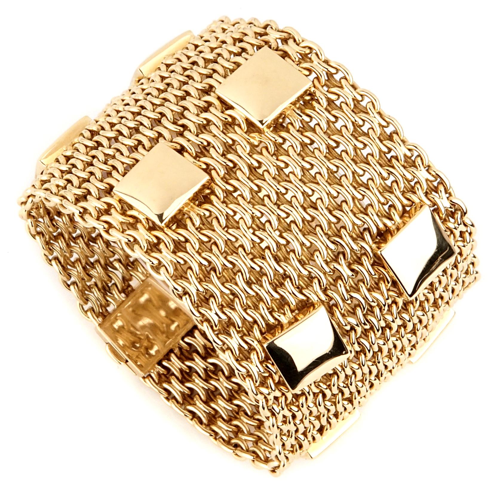 Hermès Paris Collier De Chien Mesh Gold Bracelet