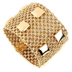 Hermès Paris Collier De Chien Mesh Gold Bracelet
