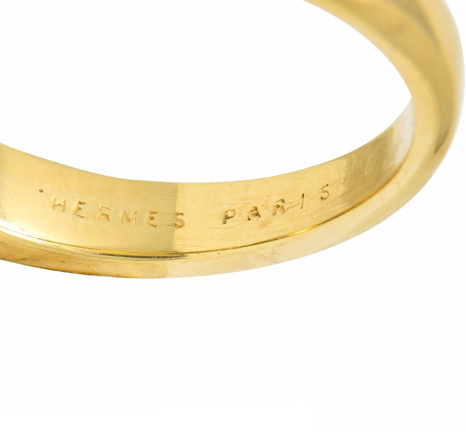 Women's or Men's Hermes Paris Contemporary Lapis 18 Karat Gold Stacking Band Ring