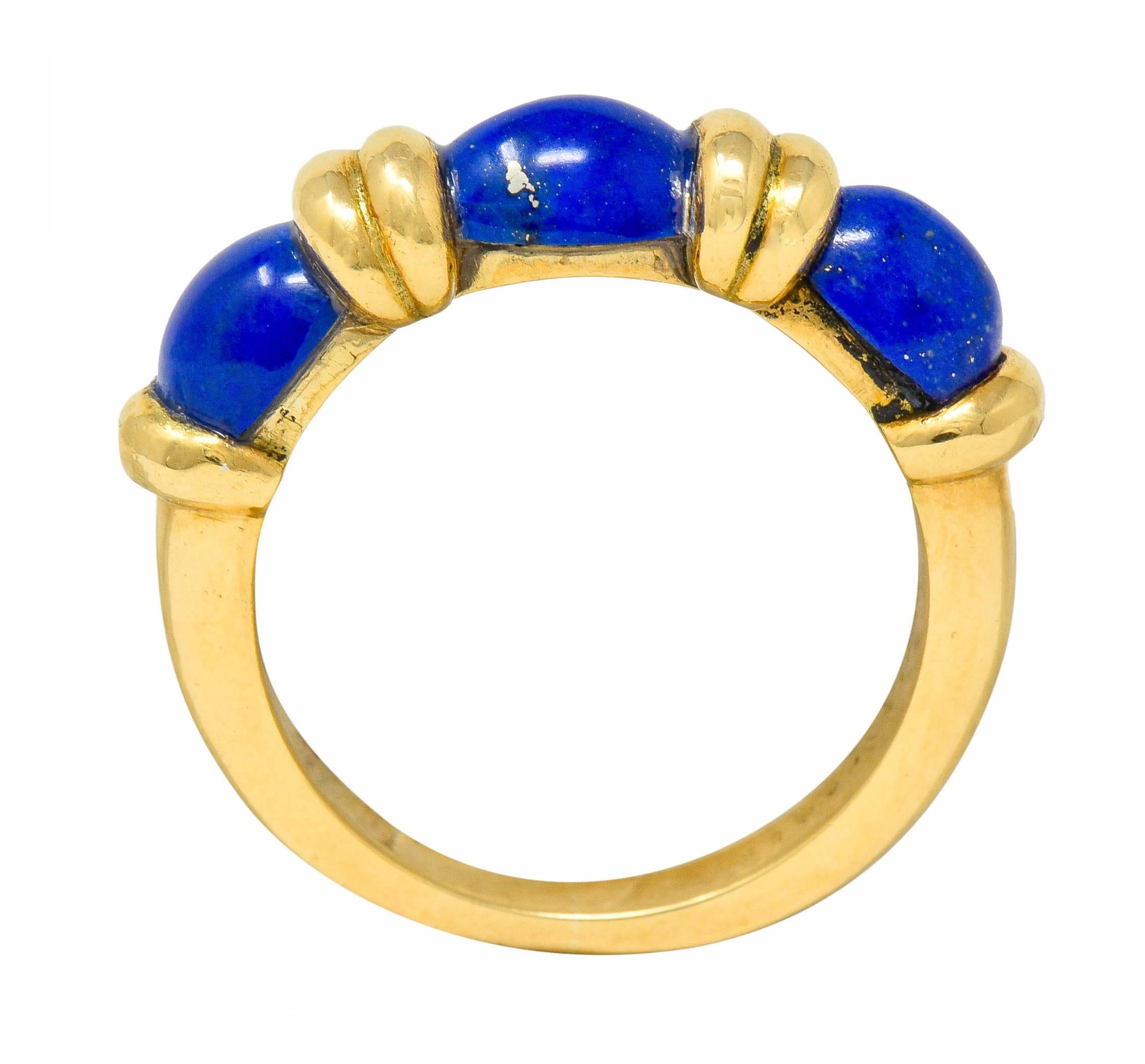 Hermes Paris Contemporary Lapis 18 Karat Gold Stacking Band Ring 1