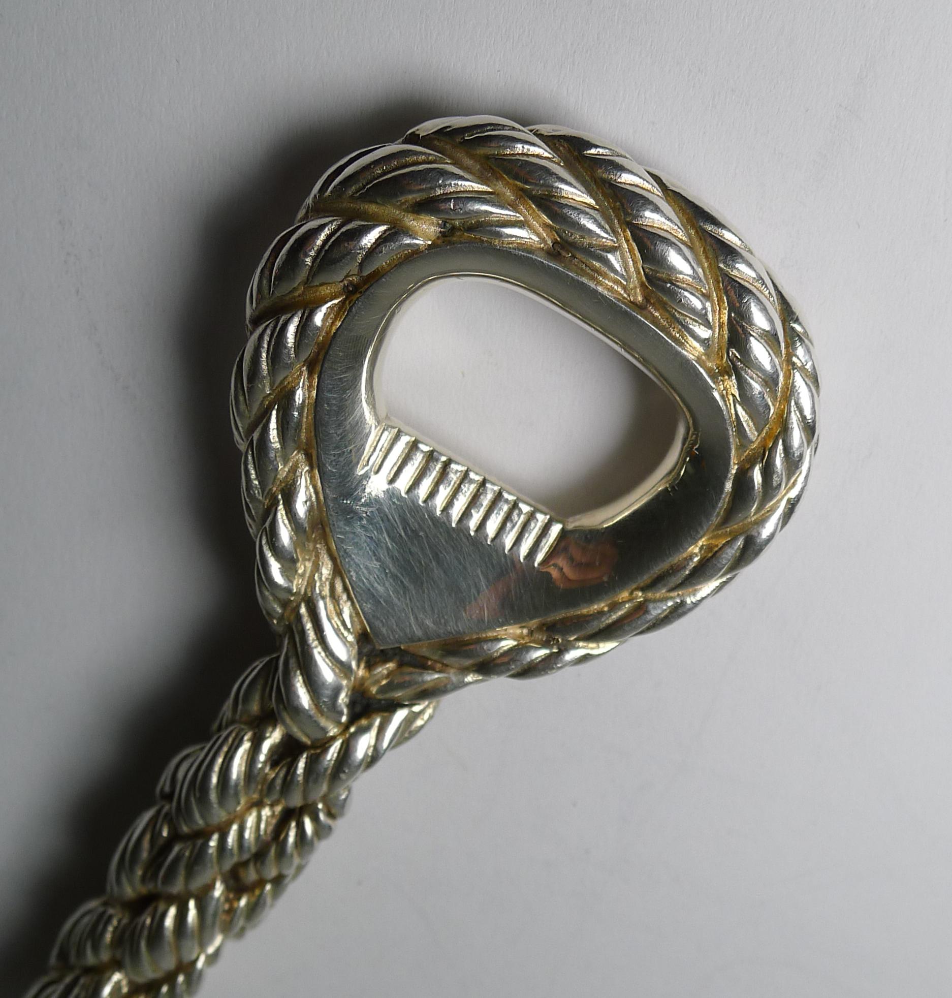 French Hermes, Paris Cordage Bottle Opener in Silver Plate c.1960's For Sale