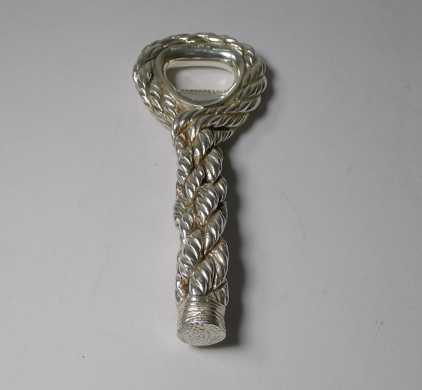 Mid-20th Century Hermes, Paris Cordage Bottle Opener in Silver Plate c.1960's For Sale