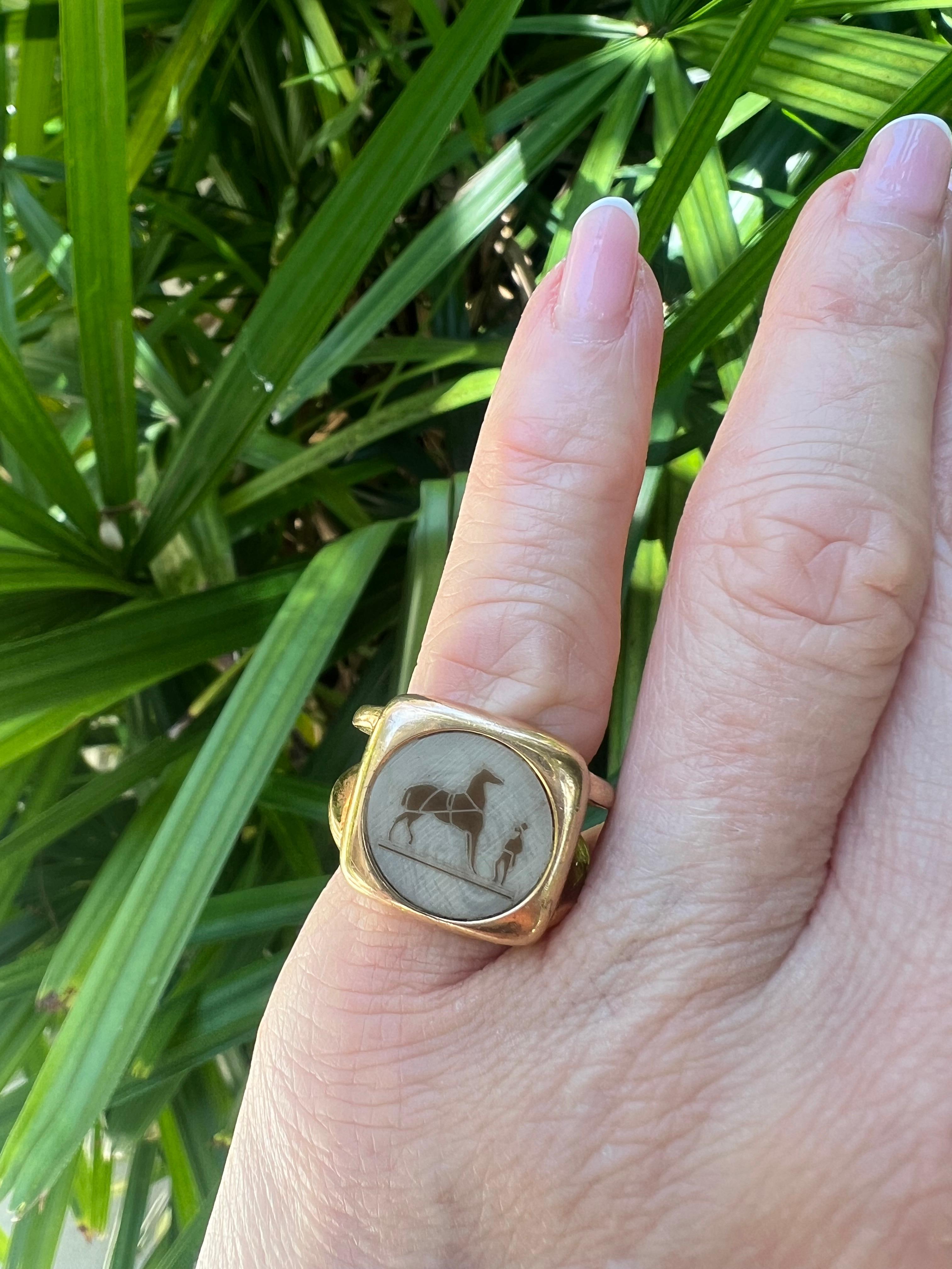 Hermès Paris Corozo Gold Vermeil Equestrian Ring For Sale 3