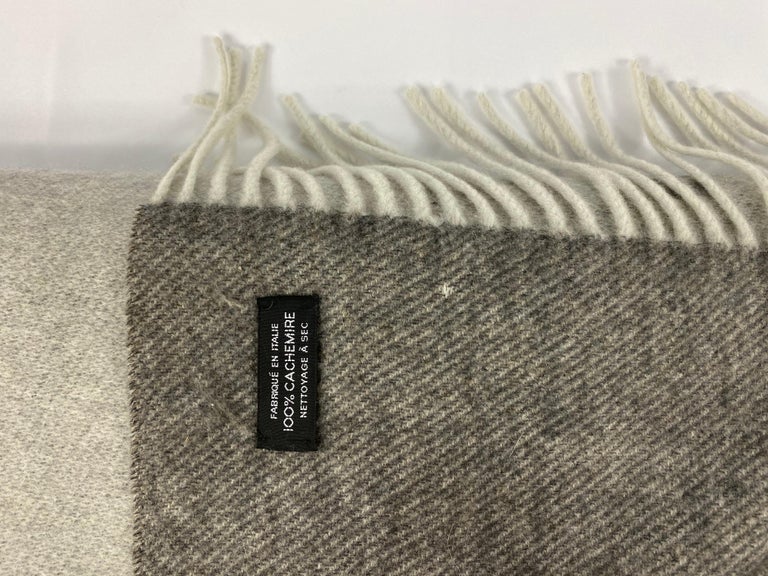 Hermes Paris Dark and Light Grey Cashmere Throw Blanket at 1stDibs