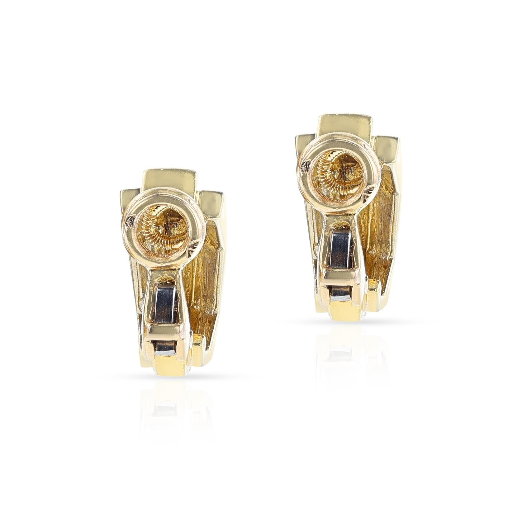 Boucles d'oreilles Hermes Paris en or bicolore et diamants, 18k Excellent état - En vente à New York, NY