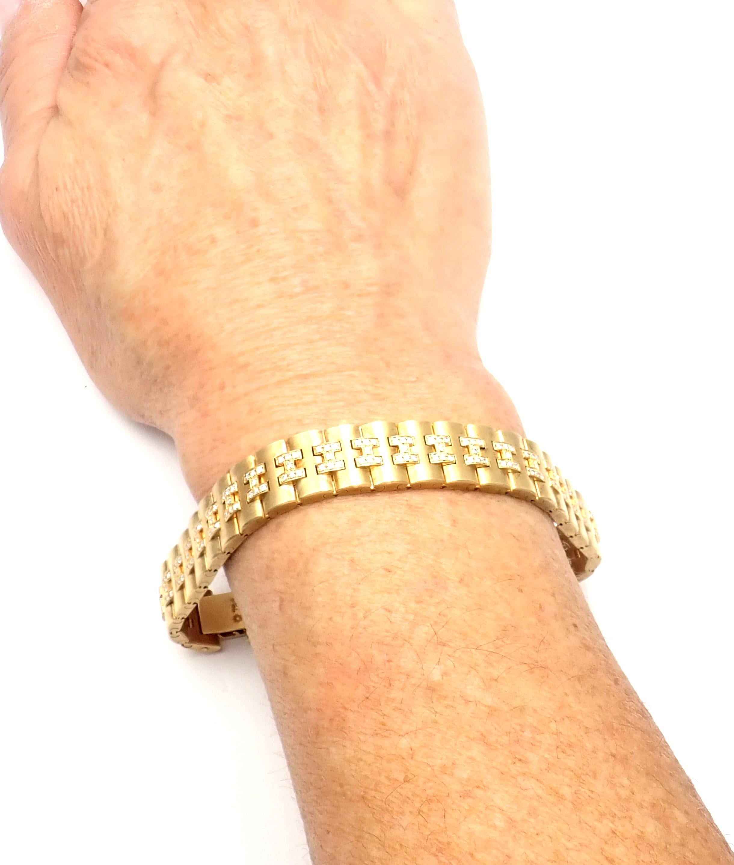 Hermes Paris Diamond Gold H Link Bracelet 5