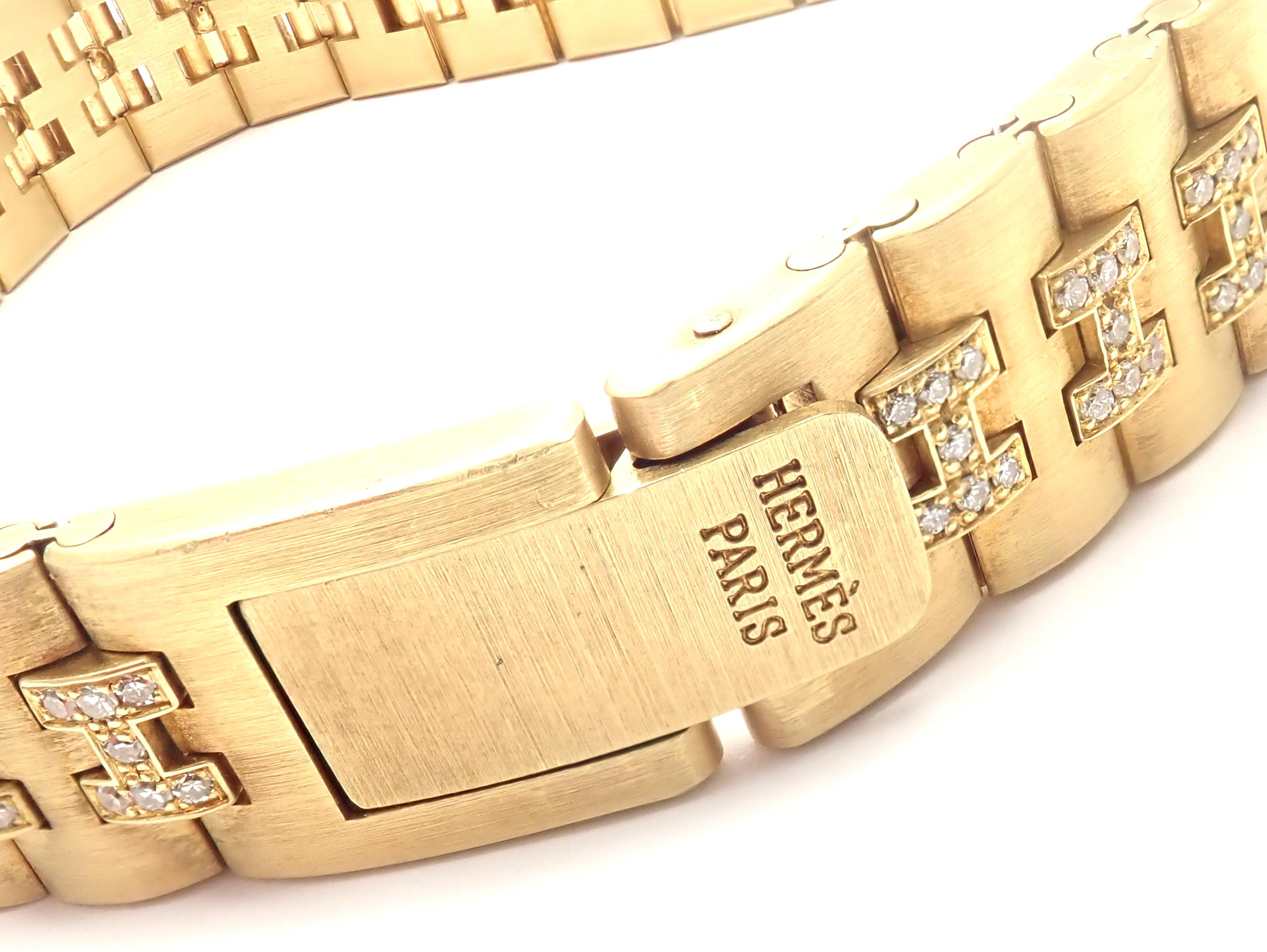 Women's or Men's Hermes Paris Diamond Gold H Link Bracelet