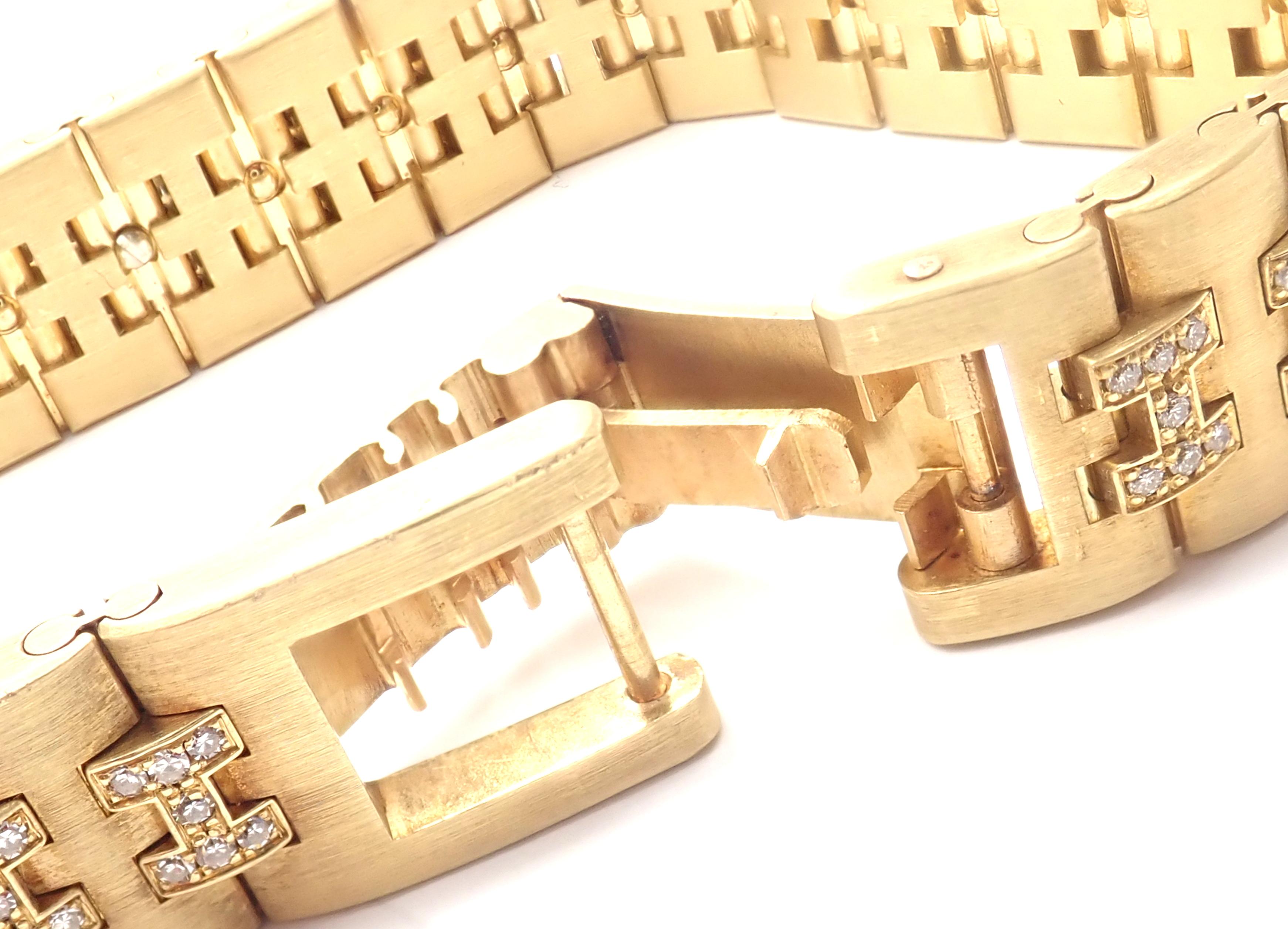 Hermes Paris Diamond Gold H Link Bracelet 1