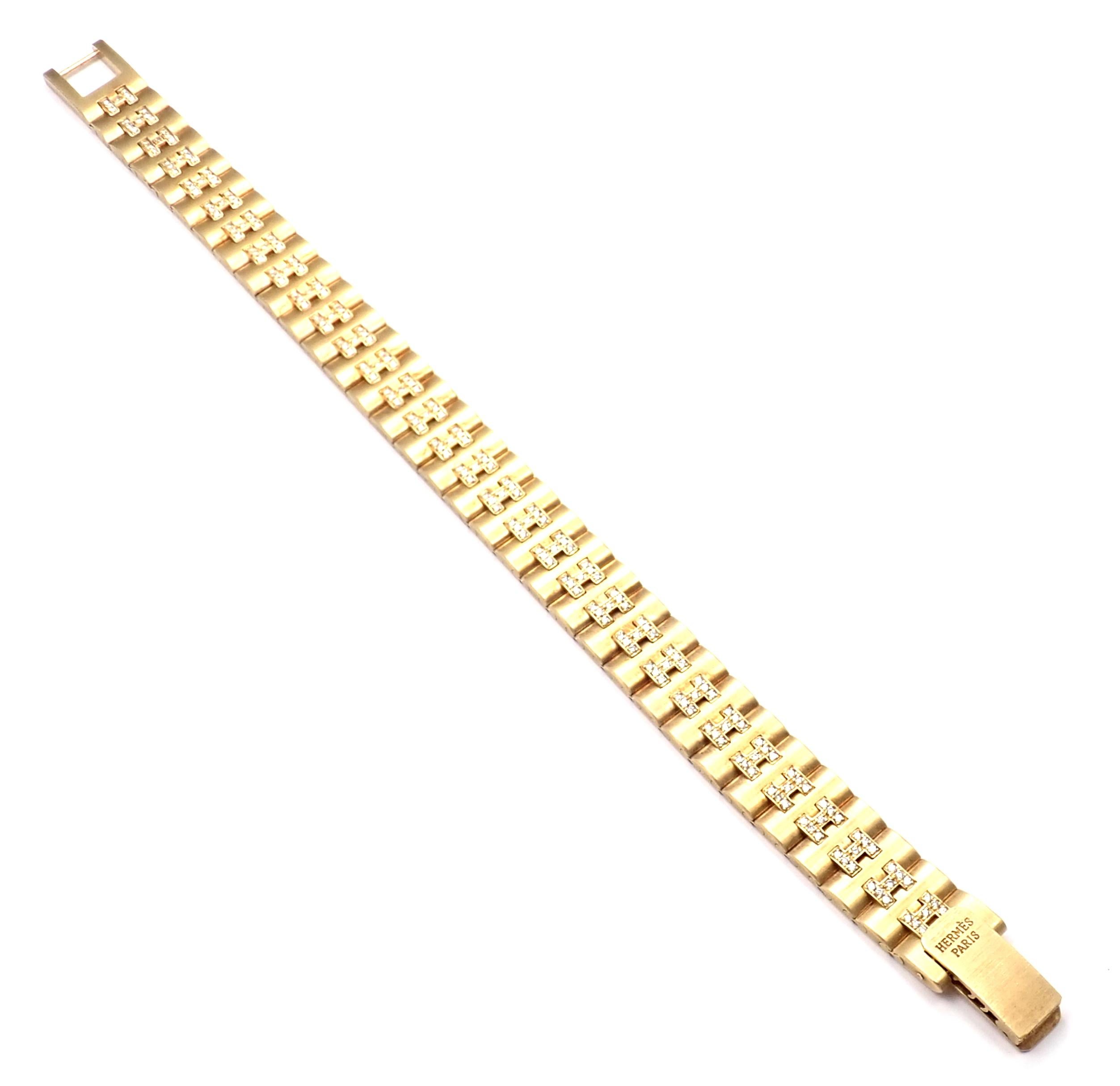 Hermes Paris Diamond Gold H Link Bracelet 3