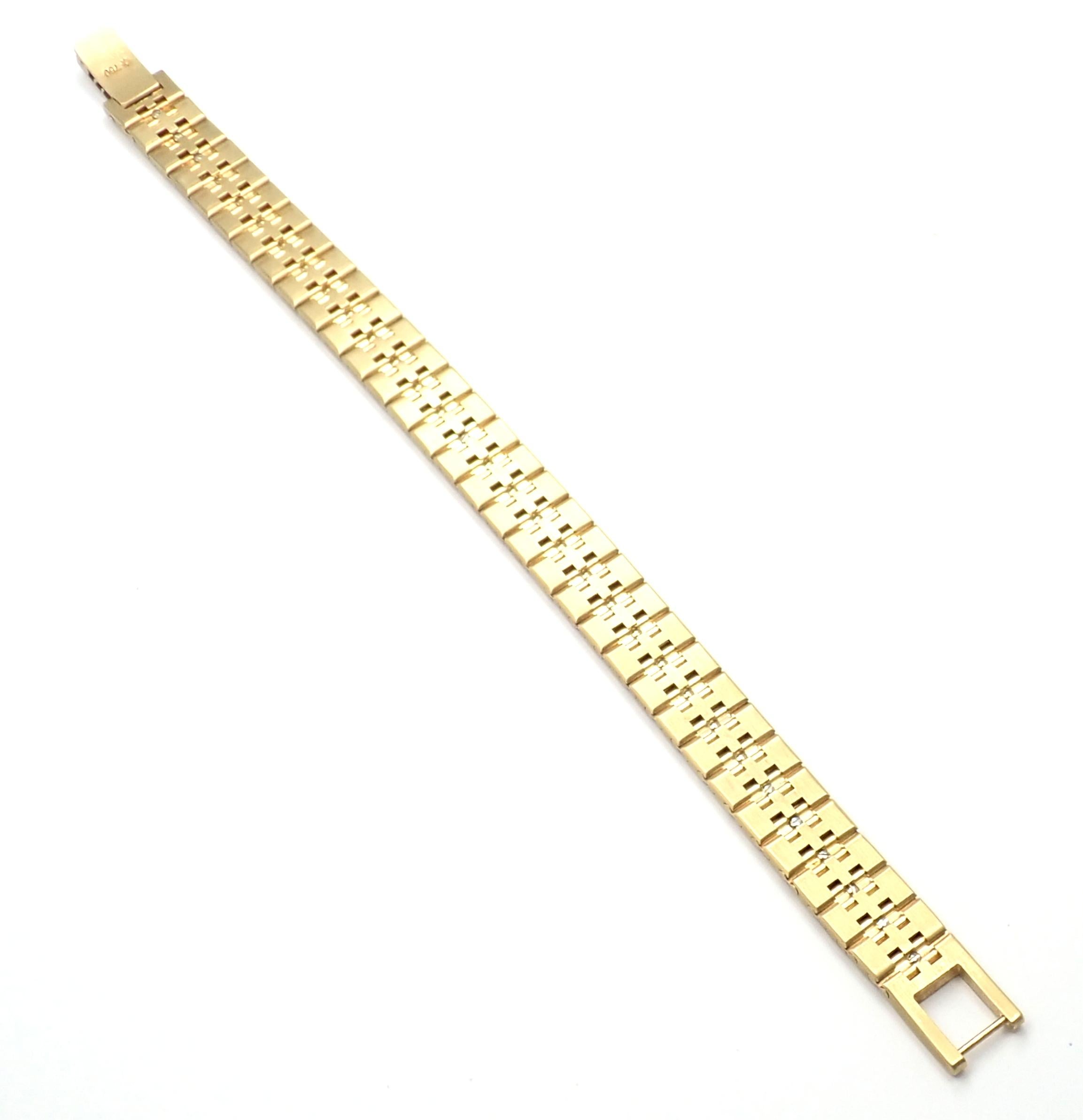 Hermes Paris Diamond Gold H Link Bracelet 4