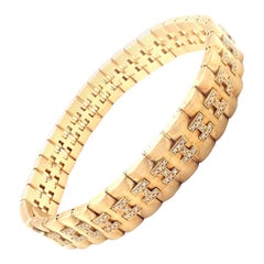 Hermes Paris Diamond Gold H Link Bracelet